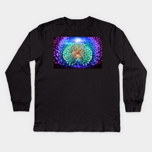 Rainbow Peacock Kids Long Sleeve T-Shirt